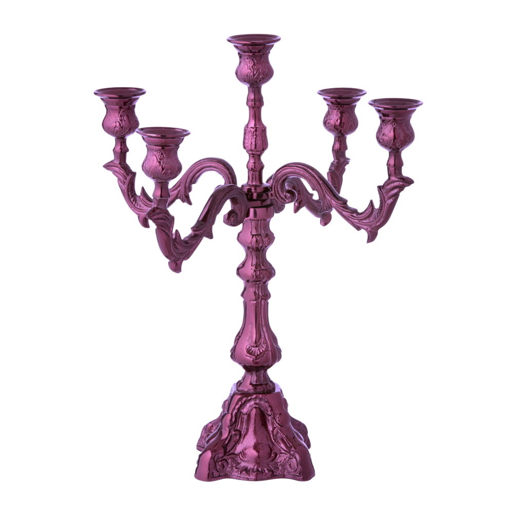 5 armet lysestage, bordeaux - H45 cm